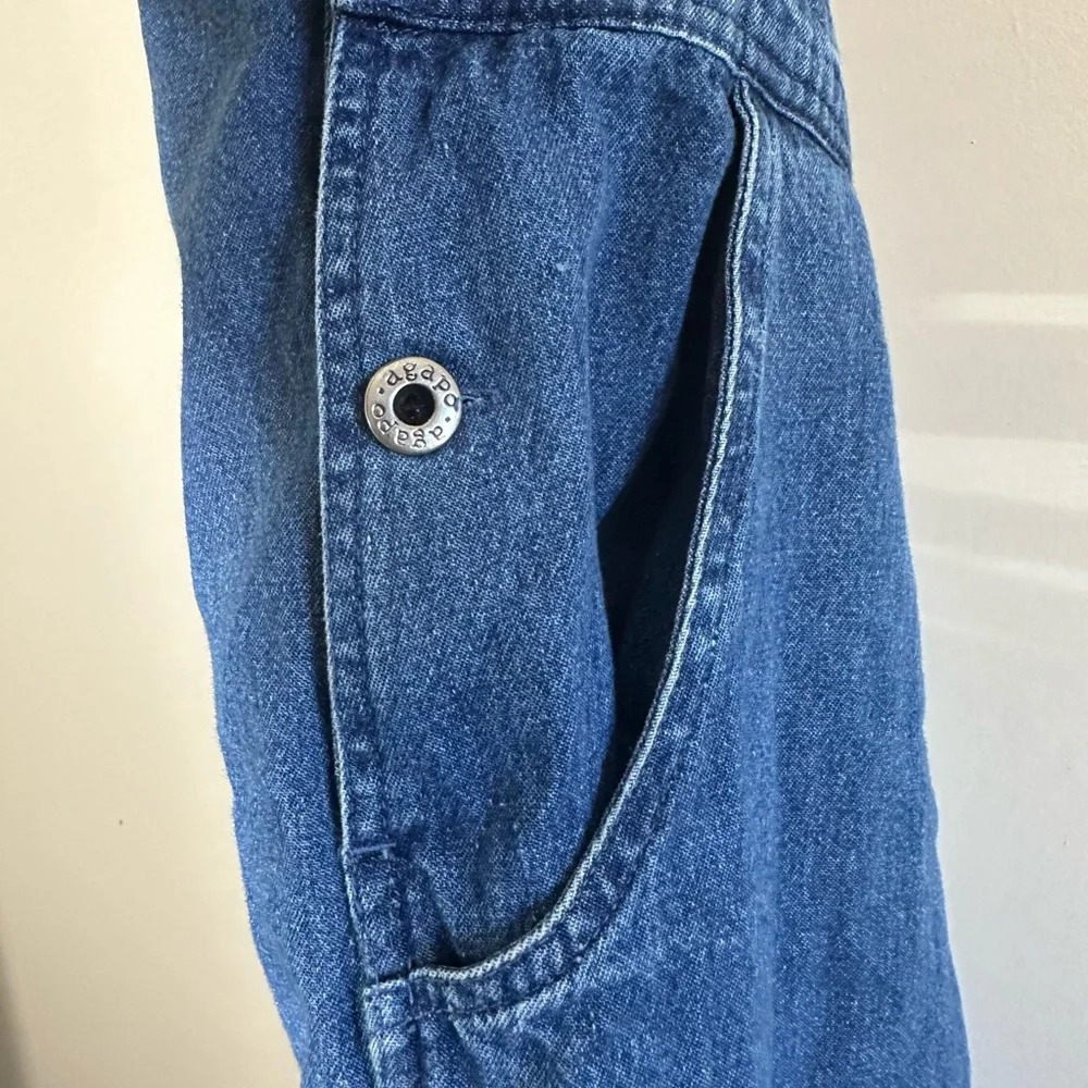 Vintage 90’s Agapo Embroidered American flag denim cropped overalls sizeXL - Picture 14 of 15